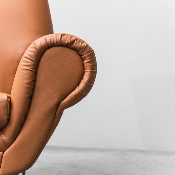 Image 1 of ECO-LEREN FAUTEUIL GIGI RADICE MINOTTI 1950 VINTAGE MODERN ANTIEK