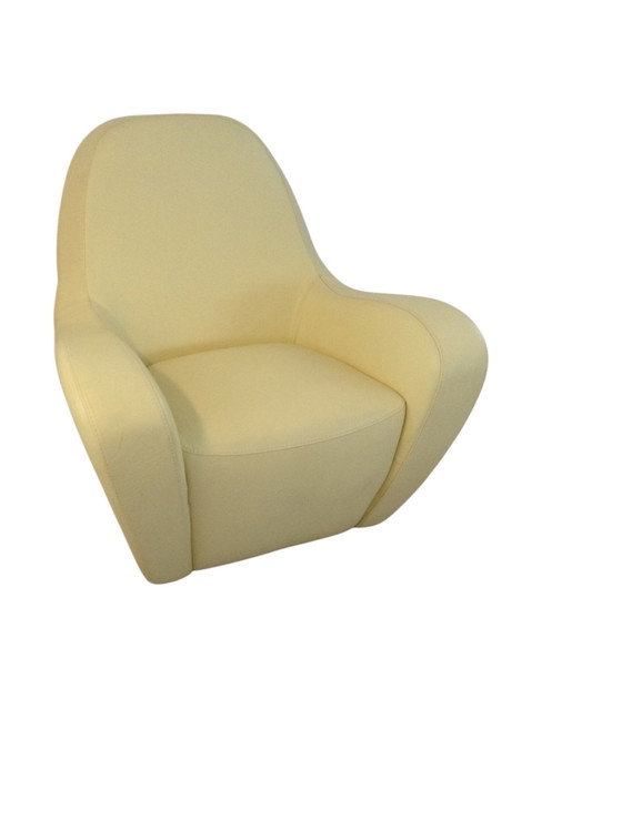 Image 1 of Fauteuil vintage Calia Italia Design en cuir jaune