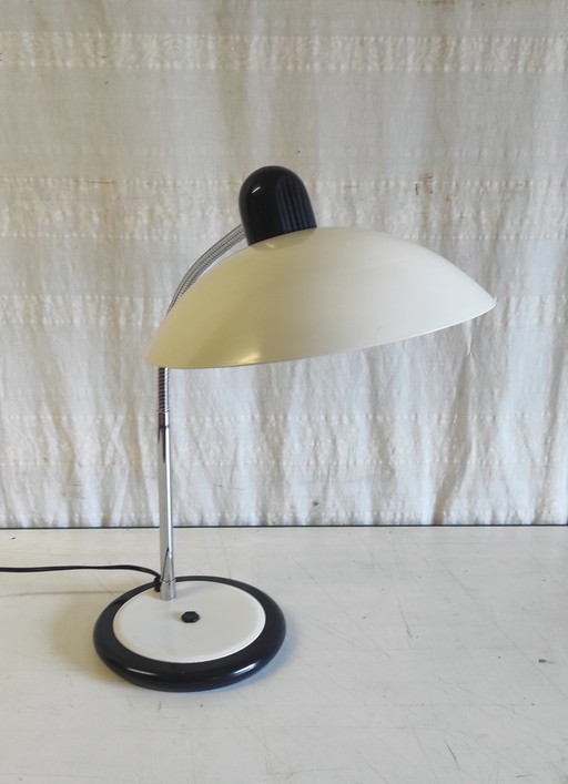 Articulated table lamp in beige and chrome metal - mid-20th century