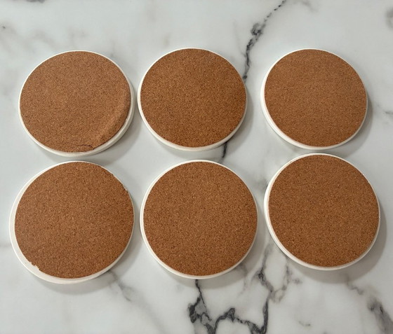 Image 1 of Set mit 6 ethnischen Keramikuntersetzern mit Stammesmasken