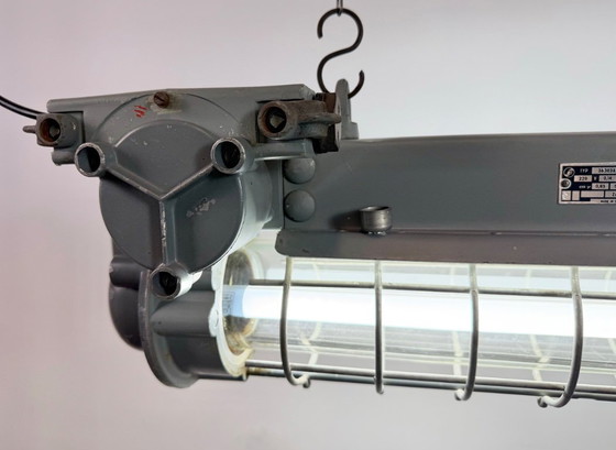 Image 1 of Grijze industriële hanglamp met buisconstructie van Elektrosvit, jaren 70.