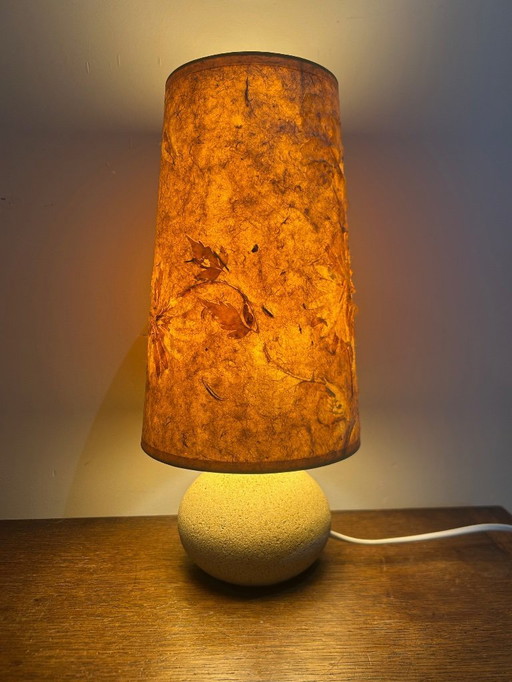 Stone lamp with a dried flower lampshade, 1970