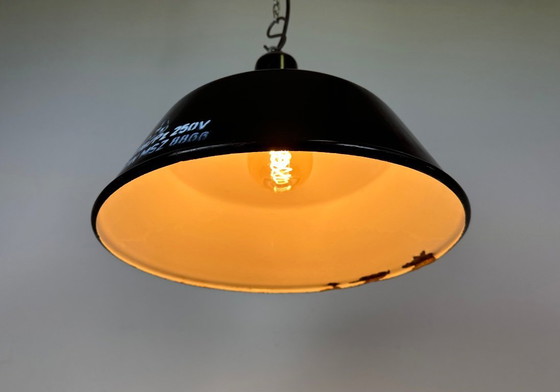 Image 1 of Industrial Black Enamel Pendant Lamp from EMAX, 1960s