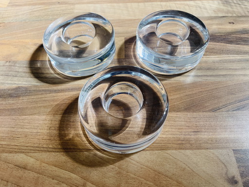Orrefors Puck 3 x Waxinelichthouders