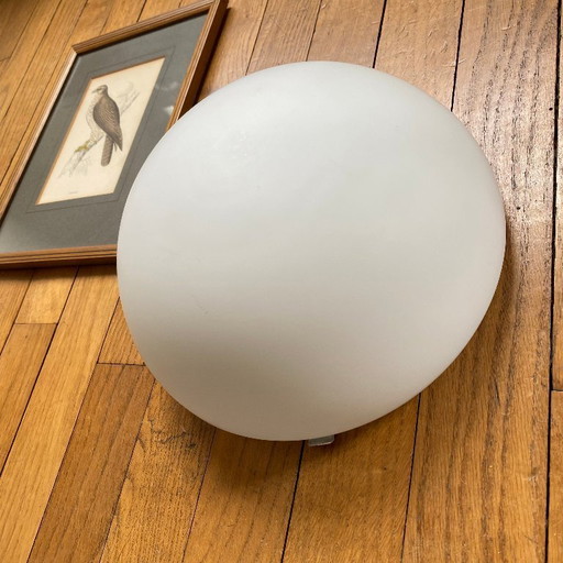 Lámpara de pared o techo en forma de media luna, 24 cm, cristal blanco mate