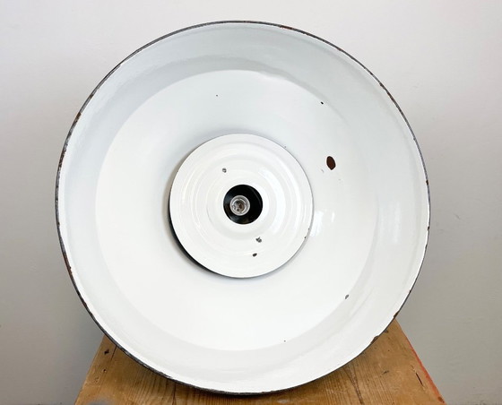 Image 1 of Grande lampe industrielle en émail gris d'Elektrosvit, années 1960
