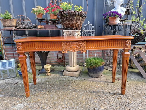 Table de chevet, table murale ou console classique en acajou en état neuf Dim. 138x45 et 76cm de haut