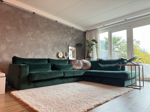 Green Velvet Corner Sofa