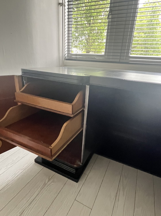 Image 1 of Eleganter Schreibtisch, Anfang des letzten Jahrhunderts, professionell schwarz lackiert
