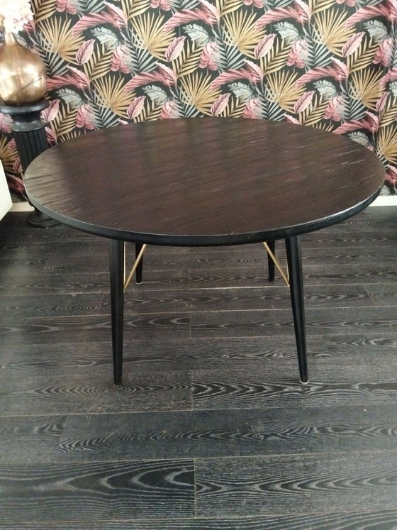 Nortal Tavolo da pranzo rotondo nero con oro, Tavoli da pranzo, Metallo, Legno (foto 4 di 5)