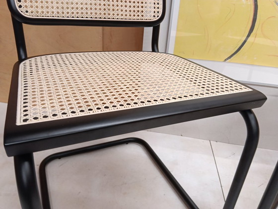 Image 1 of ALIVARMVSEVM 104. SET of 2 CESCA B32 Chairs (NEW) in Black Frame Limited Edition 