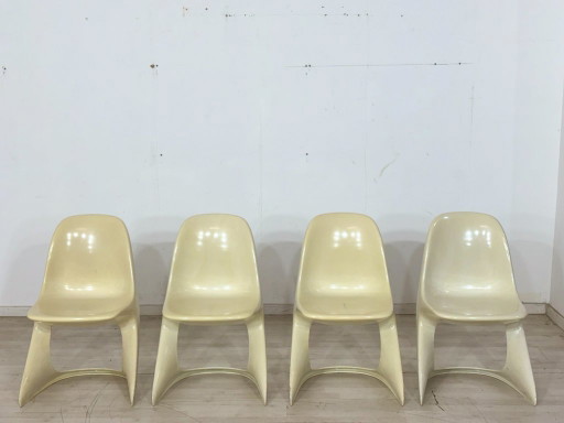 Juego de 4 sillas Casalino Casala / Sillas de comedor / Sillas de jardín – Estilo vintage de la era espacial