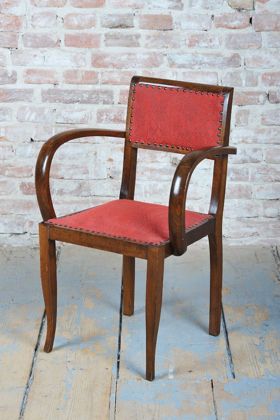 Ensemble de quatre chaises Art déco restaurées, par Jules Leleu, Hêtre, France, années 1930 (photo 5 of 12)