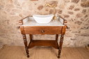 Antique marble and wood washstand in Louis-Philippe style.