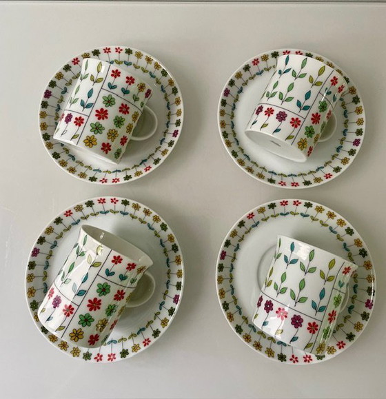 Image 1 of 4 tazze e piattini Rosenthal d'epoca | Design Hans-Theo Baumann & Emilio Pucci