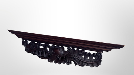 Image 1 of Estantería de pared de madera grande unidad de pared de madera tallada