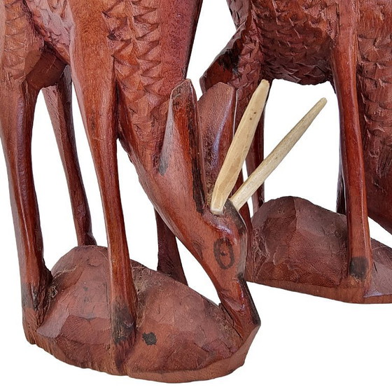 Image 1 of Vintage houten antilopen uit West Afrika