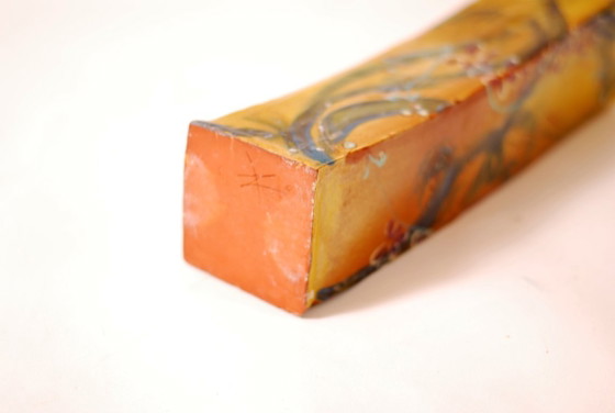 Image 1 of Terrakottavase, im Atelier glasiert, handbemalt, 1970