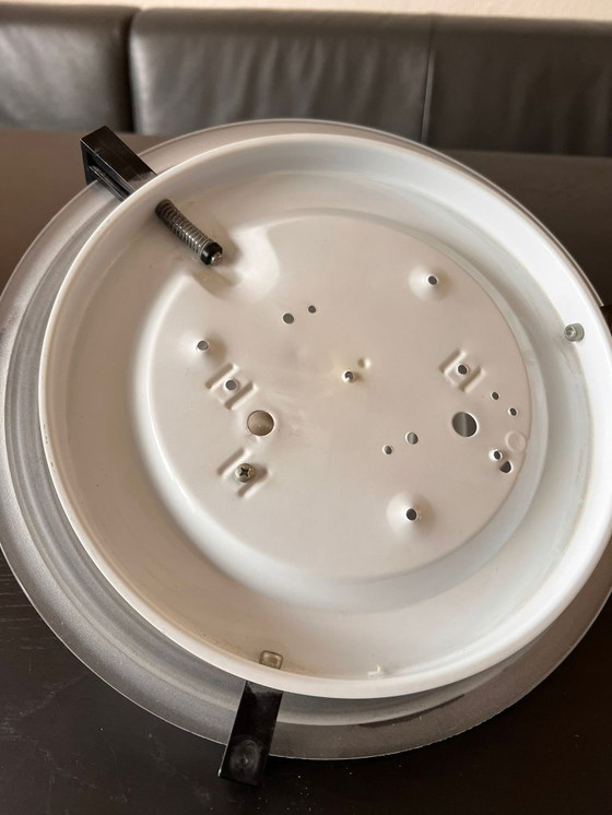 Image 1 of Vintage Massive ceiling lamp – pyramid-shaped ribbed opal glass