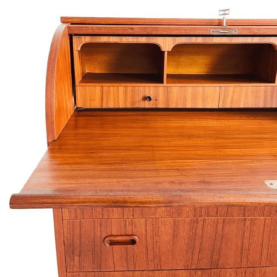 Image 1 of Vintage Egon Ostergaard deens design mid-century roltop secretaire kast bureau 1960's