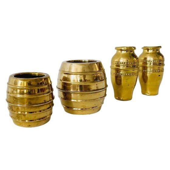 Image 1 of Barattoli da tabacco e mini vasi in ottone vintage