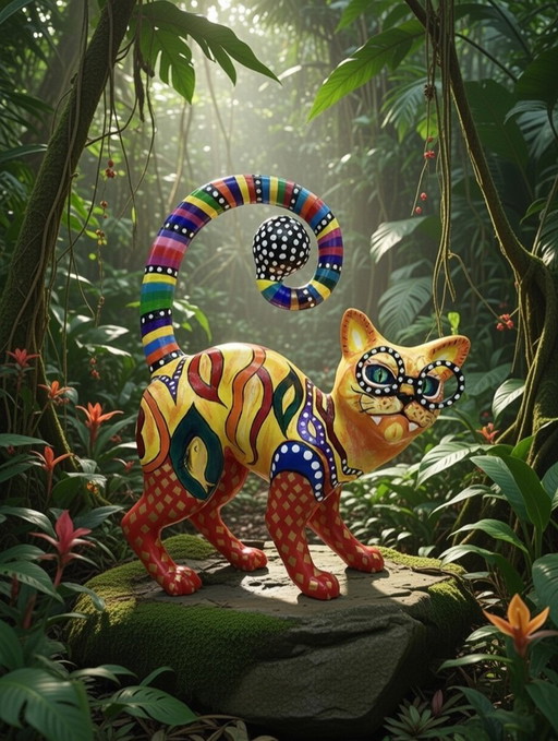 Une magnifique figurine de chat magique. Fabriquée à la main par l'artiste.