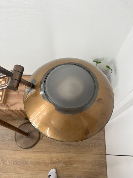 Image 1 of Lampada da terra vintage Relco Milano anni '80 – Legno di radica e bronzo – Design postmoderno italiano