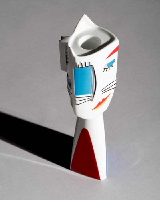 Image 1 of Zeldzame porseleinen kandelaar van Otmar Alt Rosenthal, "Cat-Light", Duitsland, jaren 80-90.