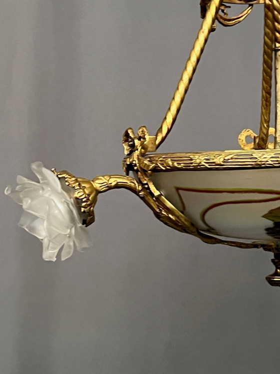 Lustre de style Louis XVI. – Bronze, Glass (photo 3 of 9)