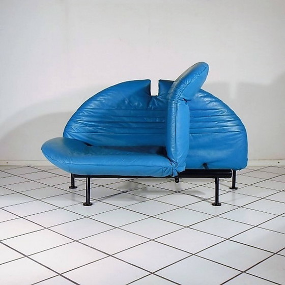 Image 1 of Sofa Loveseat turquoise leer van Walter Leeman voor Sormani, 1980