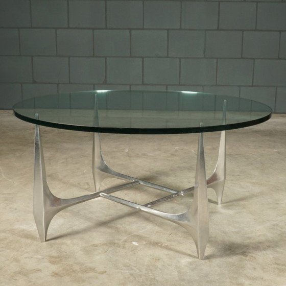 Vintage Aluminium Coffee Table – Knut Hesterberg For Ronald Schmitt – 1960s – Glass (photo 9 of 12)