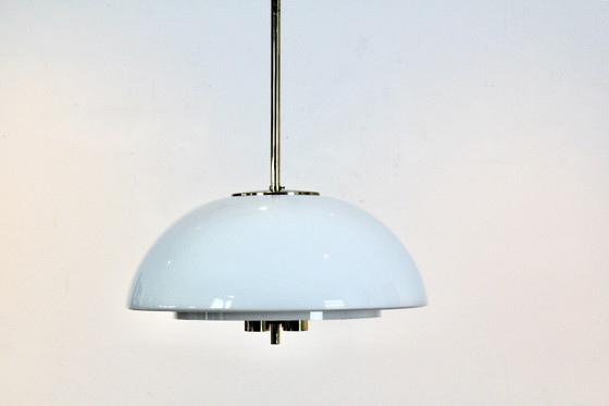 Glashütte Limburg Mushroom Pendant Light in Opal Glass and Brass, Pendant lamps (photo 7 of 13)