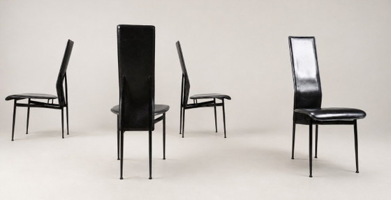 Set of 6 FASEM S44 CHAIRS BY VEGNI — ITALY, 1980s – Dining chairs, Leather (photo 5 of 14)