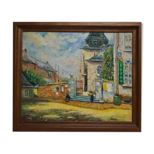 Oil painting on panel – schilderijen tekeningen, Canvas, Vintage