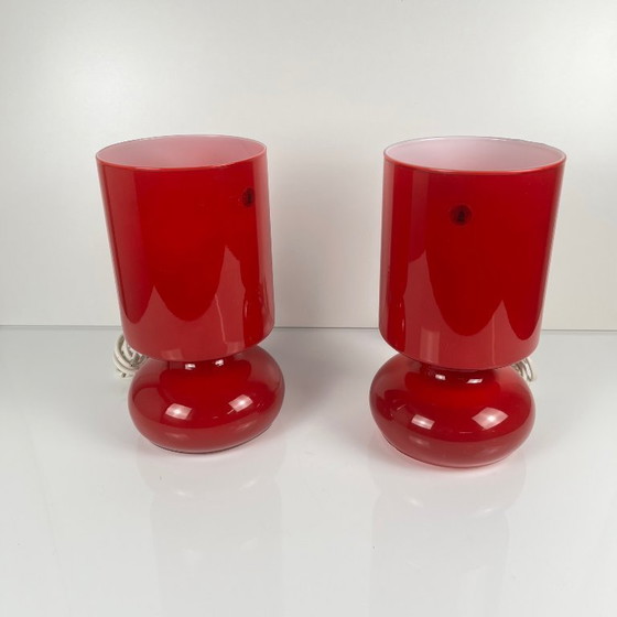 Image 1 of Rotes IKEA Lykta Lampen-Duo, 1990