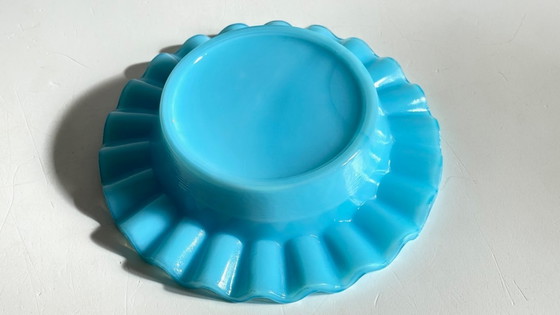 Image 1 of CENDRIER Vide-Poche Verre OPALIN Bleu VINTAGE