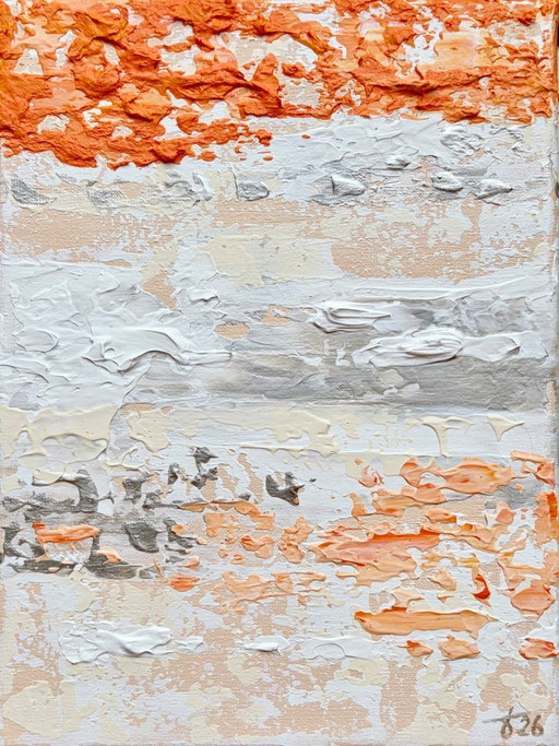 Dipinto astratto VOLT Mandarin Pie – opera d'arte moderna originale 18×24 cm