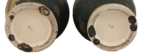 Image 1 of Paar Satsuma Meiji-Vasen, signiert Niiyama, 32 cm - mit offiziellem Wertgutachten.