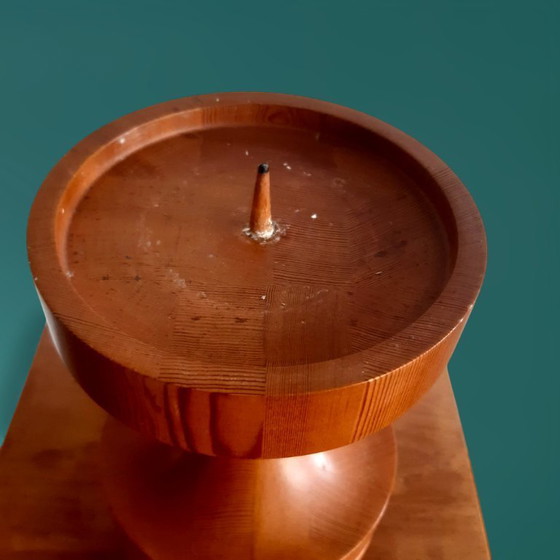 Image 1 of chandelier en bois vintage milieu du siècle H24D13