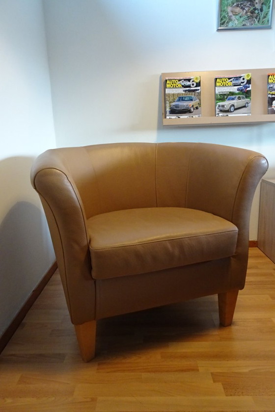 Image 1 of Fraaie Clubfauteuil in kwaliteits leer - mokka