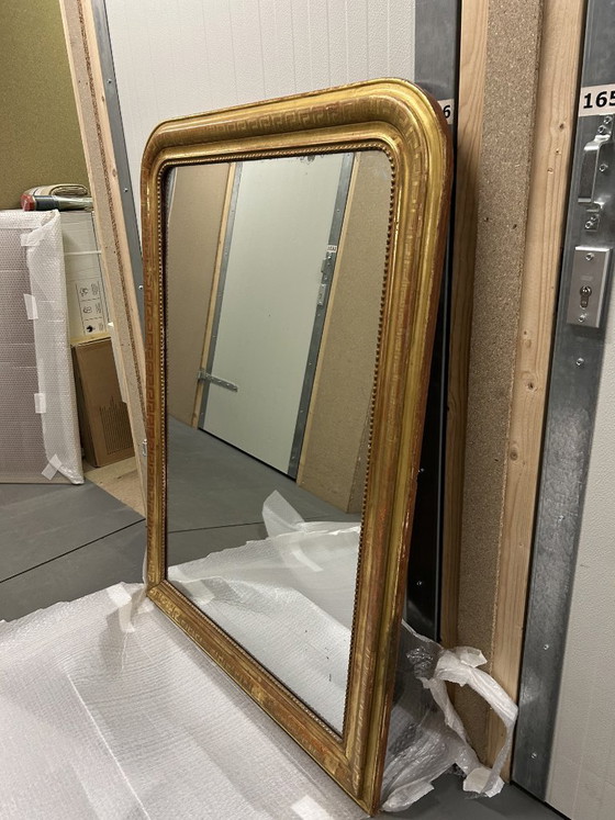 Image 1 of Large Antique Mantelpiece Mirror in Louis Philippe style - Gold - 141 x 103 cm.