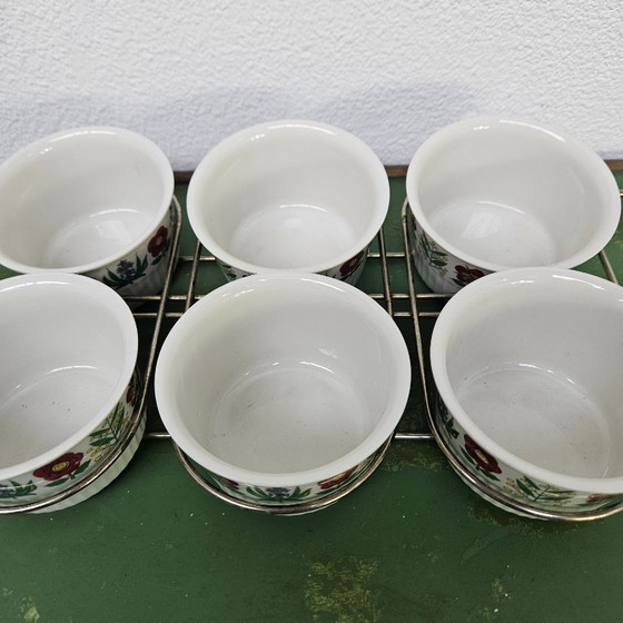 Image 1 of Ensemble vintage de 6 ramequins à soufflé dans un plat à four Villeroy & Boch