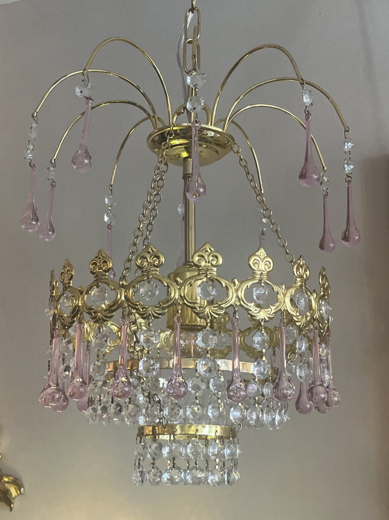 Suspension vintage rose en forme de larme des années 60 de Murano – Lustres, Copper, Crystal (photo 7 of 8)