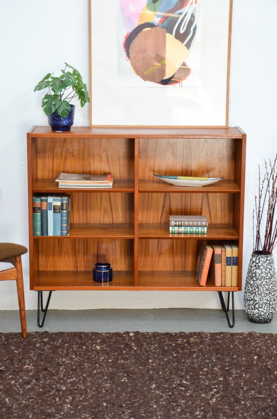 Image 1 of Vintage open bookcase, mid-century teak sideboard, Hundevad