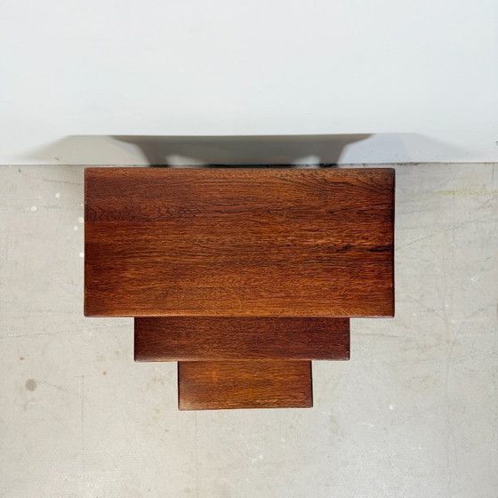 Image 1 of Satz von 3 brutalistischen Eichenbeistelltischen