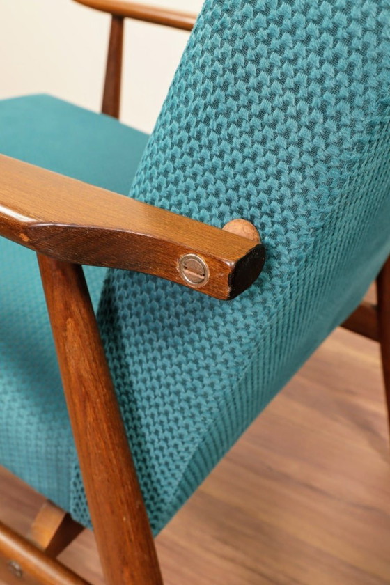 Image 1 of Scandinavian Lounge Chair Mid Century Design Turquoise Vintage Fabric