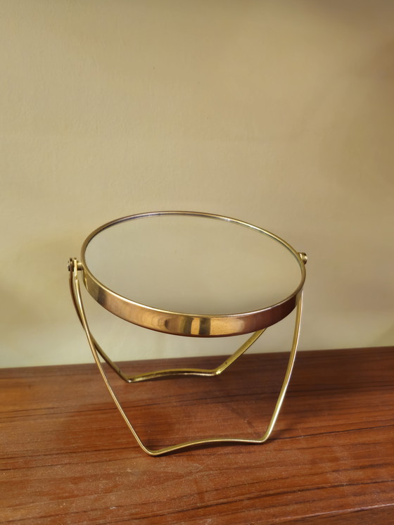 Image 1 of Vintage Messing Make-up Spiegel Kaptafel Makeup