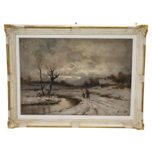 Ölgemälde auf Leinwand, Winterlandschaft, signiert Karpoff