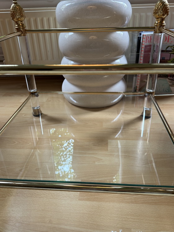 2 Unique Large Vintage Side tables Hollywood Regency-style/Mid Century Modern – Glass, Plexiglass (photo 12 of 15)