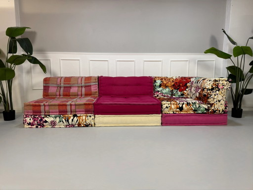 Roche Bobois Mah Jong Designer Sofa Stoff 3-Sitz handgefertigt MahJong Bunt